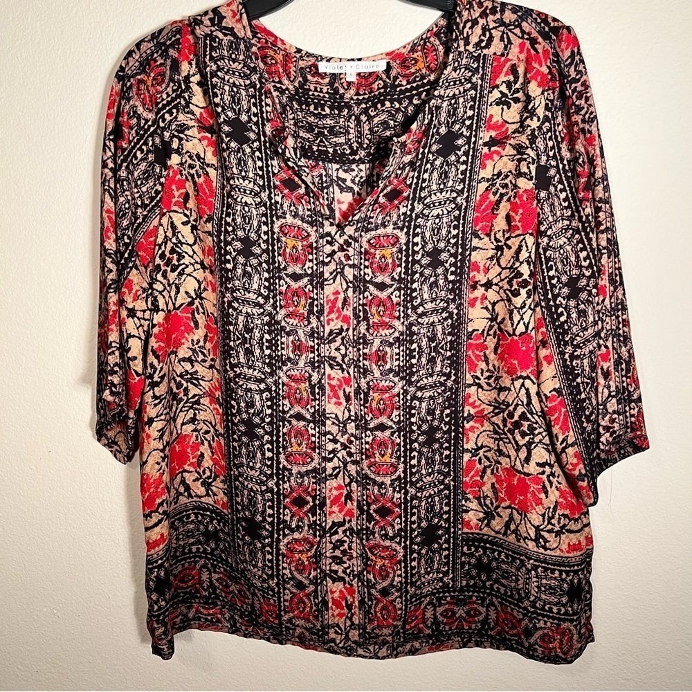 Violet & Claire Black Red Cream Blouse